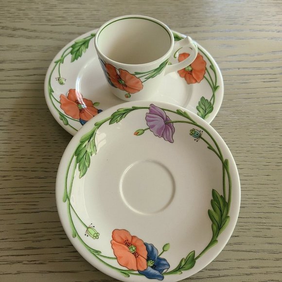 Villeroy Boch set of three (3) Amapola Tea Cup+Saucer+salad plate W.Germany new - Picture 7 of 12